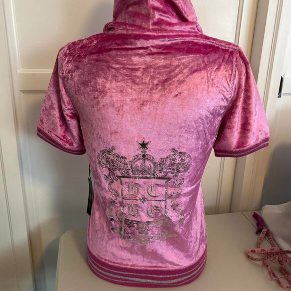 VINTAGE Y2K BCBG Pink Velour Hoodie Tracksuit - Picture 2 of 8